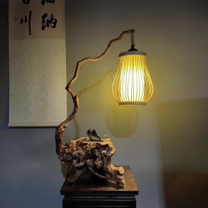 Standing Light Floor Lamp Stand Led Stand Light Luxury Floor Lamp Living Room Create Arborvitae Root Carving Art Matching Ornaments 落地灯