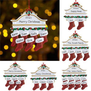 Creative Resin Christmas Socks Home Nameplate DIY Pendant Christmas Pendant Christmas Tree Decoration (Can Write)