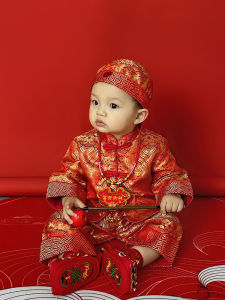 ชุดเจ้าหญิงสไตล์จีน ชุดเด็กผ้าไหม กางเกงขาสั้นแขนยาวสีแดง ชุดเจ้าหญิง ชุดเด็ก ชุดคลุมศีรษะ ชุดเจ้าหญิง เดรสจีน