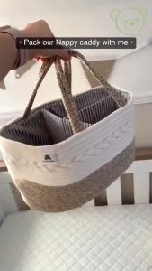 Baby Organizer Storage Cotton Rope Nursery Storage Bin Portable Diaper Caddy Basket Baby Travel Bag for Boys and Girls