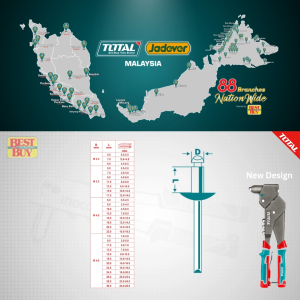 TOTAL Tools 10½" Heavy-Duty 360° Swivel Head Hand Riveter - THT32106