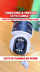 Nextcam Kamera cctv 8MP Triple camera cctv 3lensa Wireless Wifi Outdoor PTZ Panorama camera Sudut pandang luas 180 derajat bisa putar Colorful Tetap warna dalam gelap Port LAN Smart Alarm tracking NC-PL958