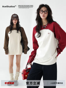 Cotton 3D Print Crew Neck Long Sleeve Patchwork Tunic