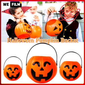 Pumpkin Bucket Halloween Candy Buckets Mini Kids Handheld Basket Plastic Lantern Baskets Halloween Ghost Festival Decoration