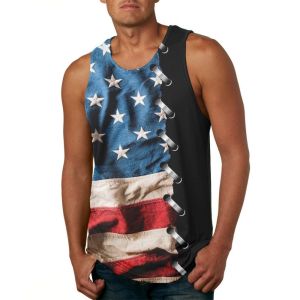 Áo Ba Lỗ Không Tay in 3D Kỹ Thuật Số Độc Lập Cho Nam Mùa Hè 2023 Áo Thun Cotton Phong Cách Thường Ngày Rộng Rãi Không Tay