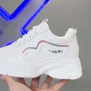 [COD]Recommend for You Women Hidden Wedge Platform Sneakers White Faux Leather Lace‑Up Comfortable Casual Shoes Office Daily Wear Footwear