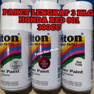 Pilok Cat Diton Paket Lengkap 3 Klg 300cc Merah Candy Honda Red 801 Primer Grey 8020 Clear Glosy 8540