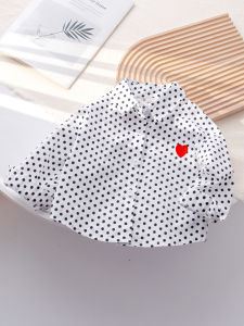 Girls Plaid Polka Dot Cotton Shirt