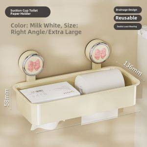 Baojia Wanger Wall-Mounted Toilet Paper Holder Nordic Style Bathroom Storage Rack Hand Towel Bracket No-Drilling Required