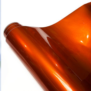 Ultra Glossy Orange Metallic Vinyl Wrap Film Roll With Air Release Self Adhesive Car Wrapping Motorcycle DIY Decal Sticker