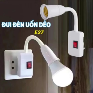 Chuôi Đèn Đui Đèn E27 Thân Uốn Dẻo Lò Xo Có Công Tắc Điều Chỉnh 360 20cm 25cm - MOGEE