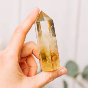 Citrine Tower Yellow Quartz Wand Natural Crystal Point Crystal Carving Ornament Home Decoration Energy Stone Gift