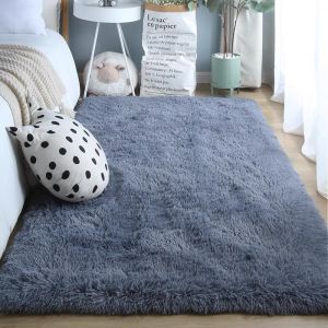 Thảm Lụa Màu Trơn VIKAMA Phong Cách Bắc Âu Đệm Lót Sang Trọng Cho Phòng Khách Bàn Cà Phê Phòng Ngủ Phòng Bé Gái - Thảm Trang Trí Nhà Cửa Mềm Mại Chống Thấm Nước