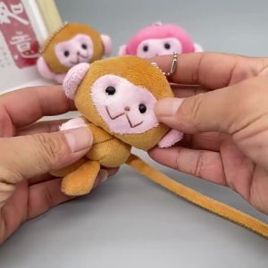 Móc Khóa Thú Nhồi Bông Hình Khỉ Đuôi Dài Hoạt Hình Tự Làm Làm Mặt Dây Chuyền Phụ Kiện Ba Lô Cho Trẻ Em Bé Gái Nhồi Bông PP Quà Tặng