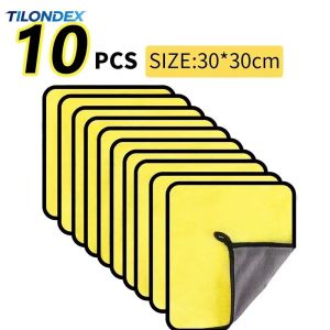 TILONDEX 30x30cm Double Sided Thick Coral Velvet Car Cleaning Towel Super Absorbent Lint Free No Water Spot Auto Detailing Cloth