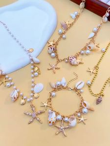 Bohemian Beach Waist Chain Body Jewelry Womens Bracelet Necklace Waist Chain Imitation Pearl Shell Body Chain Jewelry Gift