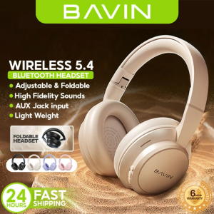 BAVIN BH66 Foldable Wireless Bluetooth 5.4 Headphones HiFi Stereo Sound & Adjustable Design w/ 3.5mm Audio Jack Support