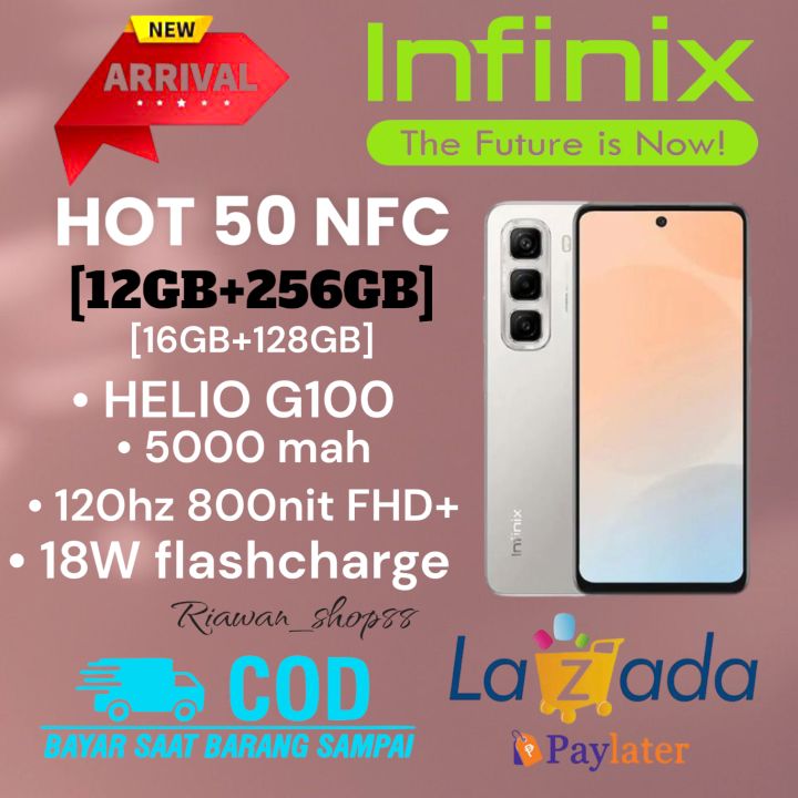 Hp infinix HOT 50 NFC Ram [ 16GB+128GB ]+ [ 12GB+256GB ] Garansi resmi 1tahun ,imei terdaftar kementrian .
