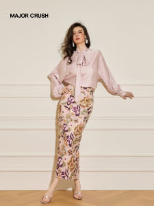 Charming Peony Elegant Satin Dress with Sequins Set