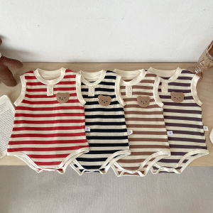 New summer style baby bodysuit striped vest top for boys and girls triangle romper sleeveless bottom-covering clothes