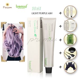 9Pcs Bremod Premium Series Cocoa Butter Hair Color Dye 8.61 Purple Ash Set