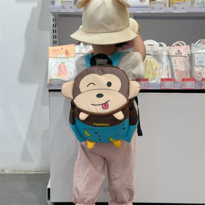 Cute Monkey Design Childrens Anti-Lost Backpack Kindergarten Bag for Boys Baby Outing Pack Light Weight Small Size