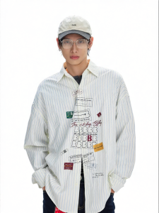 BJHG | Printed Striped Long Sleeve Shirt