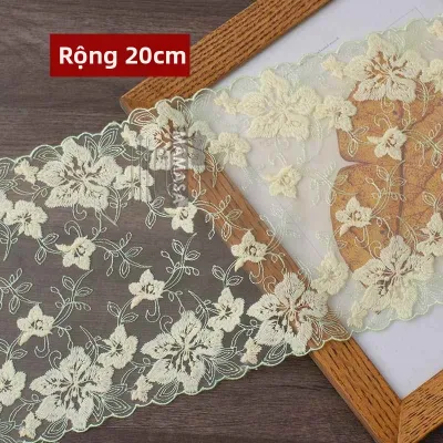 Vải Trang Trí Dân Tộc Đa Màu Hai Mặt MESH Ren Thêu Nơ