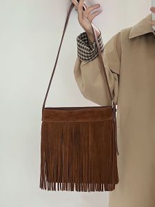 jpj | JPJClassic Womens Faux Leather Tassel Bag Commute Shoulder Crossbody Bag Lazy Style Trendy Small Size For Daily Use