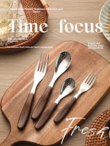 MOTAO | Retro Wood Grain Finish Stainless Steel Dining Ware