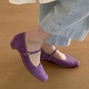 Mary Jane Square Head Womens Shoes Handmade Strap Fashionable Gentle Slip-On Cat Heel Korean Style Youth Casual Rubber Sole
