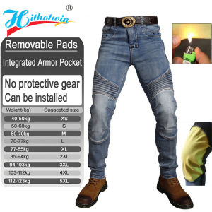 Kevlar motorcycle jeans men windproof abrasion resistant off road pants Four Seasons with armor pockets armor not included 03