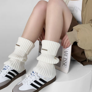 Womens Mid-Calf Knitted Woolen Leg Warmers Winter Socks Autumn Snow Boots Compatible Sweet Style Solid Color Shape Leggings