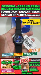 CASIO ORIGINAL - CASIO AW-49HE-2AV - Hitam - Strap Resin - Jam dunia JD18ST # Jam Tangan Pria Cowok Anti Air Digital Analog + CASIO AW 49HE 2A AW-49HE 49 HE AW49 AW-49 AW49HE AW-49HE-2A $ WR5 STR SD7 HT7