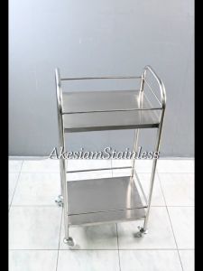 ชั้นสเตนเลสวางเครื่องดื่ม  บาร์นำ้  มีล้อ / ขนาด 34*42*80 cm.