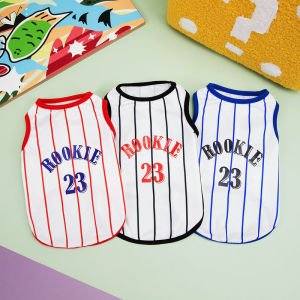 DY Loving Pet Classic Stripe Sporty Shirt with Number Pattern Kitten Puppy Casual Outfit Teddy Poodle Shihtzu Skin Friendly Tracksuit