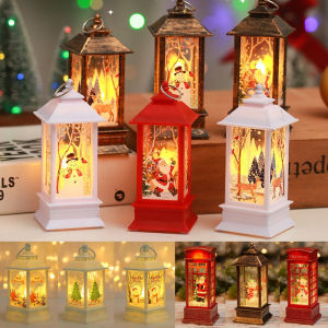 Vintage Christmas Flame Light  Hanging or Desktop Decor with Santa & Snowman Kids Holiday Gift