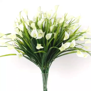 Artificial Flower Calla Lily Bouquet Lifelike Plastic Plants for Elegant Home & Office Decor