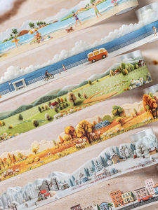 Vintage Irregular Cutting Scrapbooking Stickers Easy Peel Landscape