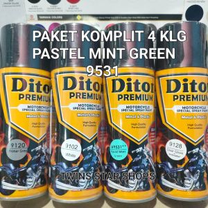 Pilok Cat Diton Premium Paket Komplit 4 Kaleng 400cc Pastel Mint Green 9531 V9531 Primer Grey Epoxy 9120 White Putih 9102 Clear 9128 Pilox Cat Semprot Paketan Lengkap