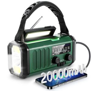 Đài Phát Thanh Khẩn Cấp Di Động 20000mAh Với AM/FM/NOAA Năng Lượng Mặt Trời Máy Phát Điện Quay Tay Đèn Pin LED Tích Hợp Báo Động SOS Sạc Dự Phòng