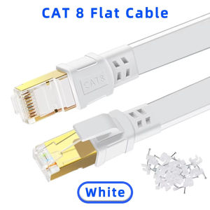 Ethernet Cable CAT8 Flat 40Gbps 2000MHz Rj45 Internet Network Cable Shielded Patch Cable Cat8 for PC Modem Laptop PS 5 Router