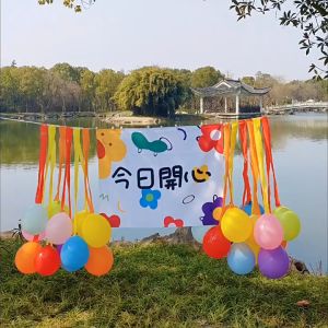 (พร้อมส่ง) ป้ายผ้าวันเกิด ป้ายผ้า ป้ายแบนเนอร์ วันเกิด ฉากหลังงานวันเกิด Happy birthday มาพร้อมอุปกรณ์แขวน ขนาด 90*90ซม.