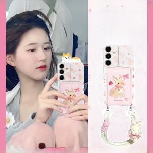 Zhao Silu Same Style for Samsung S24plus Phone Case S23 + Ten S22 Pink Rabbit S21fe Card Holder S20ultra Card Holder S10 Silicone S9 Soft Case S8 Card Note20galaxy