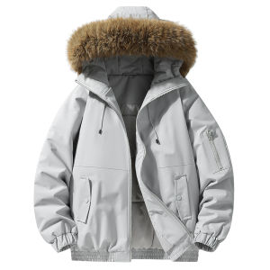 Mexican | Winter Cotton Coat Large Fur Collar Workwear Parka