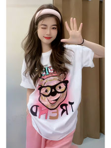 Cute Sweet Summer Womens T-shirt Loose Fit Short Sleeve Printed Slimming Versatile Korean Style Commute Regular Length