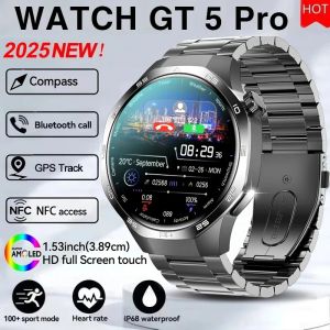 GT5 Pro GPS Track Compass Smart Watch Men 360*360 AMOLED Screen NFC BT Call Waterproof Health Monitor Man Smartwatches