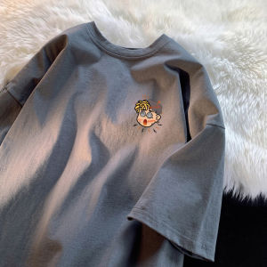 Áo Thun Cotton Nam Tay Ngắn Mùa Hè Phong Cách Mỹ Cổ Tròn in Họa Tiết Thường Ngày Rộng Rãi Thoải Mái Cho Cặp Đôi