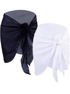 ชุดเดรสชายหาดผ้าชีฟองชิ้นเดียวสำหรับฤดูร้อน ชุดว่ายน้ำ เสื้อผ้าผู้หญิง เอวสูง แขนกุด กระโปรงสั้น ผ้าฝ้ายโพลีเอสเตอร์ สีพื้น