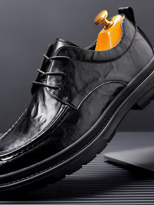 British Style Business Casual Derby Shoes Black Large Size